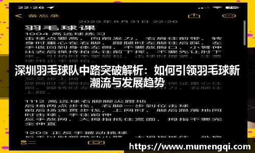 深圳羽毛球队中路突破解析：如何引领羽毛球新潮流与发展趋势