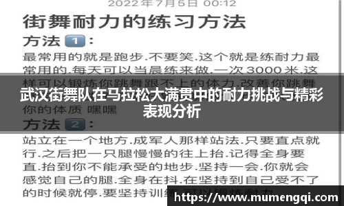 武汉街舞队在马拉松大满贯中的耐力挑战与精彩表现分析
